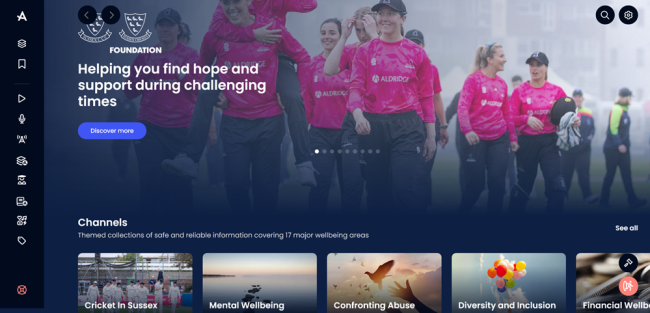 Sussex Cricket wellbeing support hub homepage